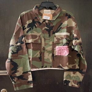 Rodeo Quincy Candy Camouflage floral cropped jacket NWT